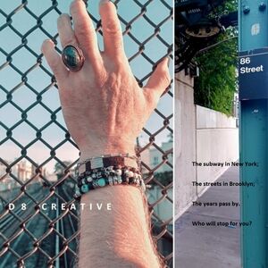 New men's turquoise  with onyx and hematite stainless  steel bracelet